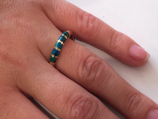 Eilat Stone Ring - 14k Gold - Striped - Image 3