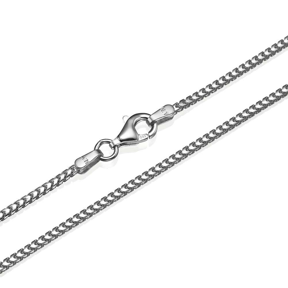 14K White Gold Franco Gold Chain 1.5mm 16-28"