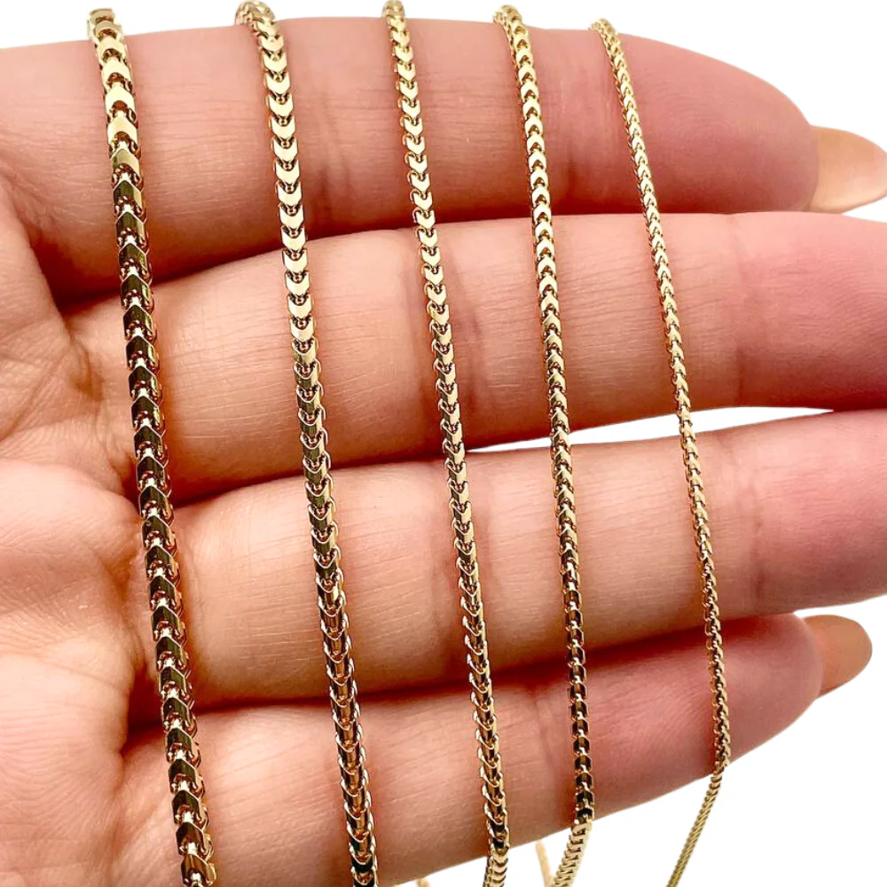 14k Yellow Gold Chain Franco 1.1mm 16-28" - Image 4