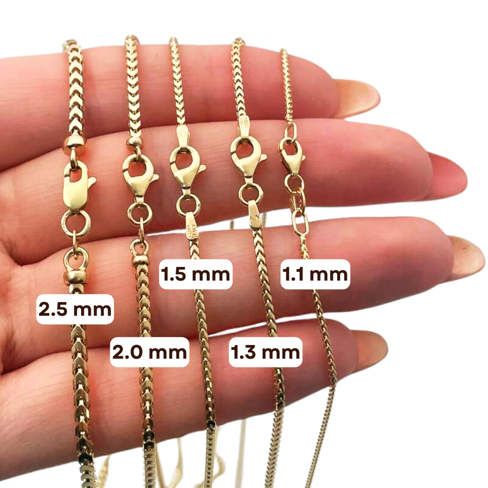 Gold franco chain - 14k Yellow Gold - 1.3mm 16-28" - Image 3