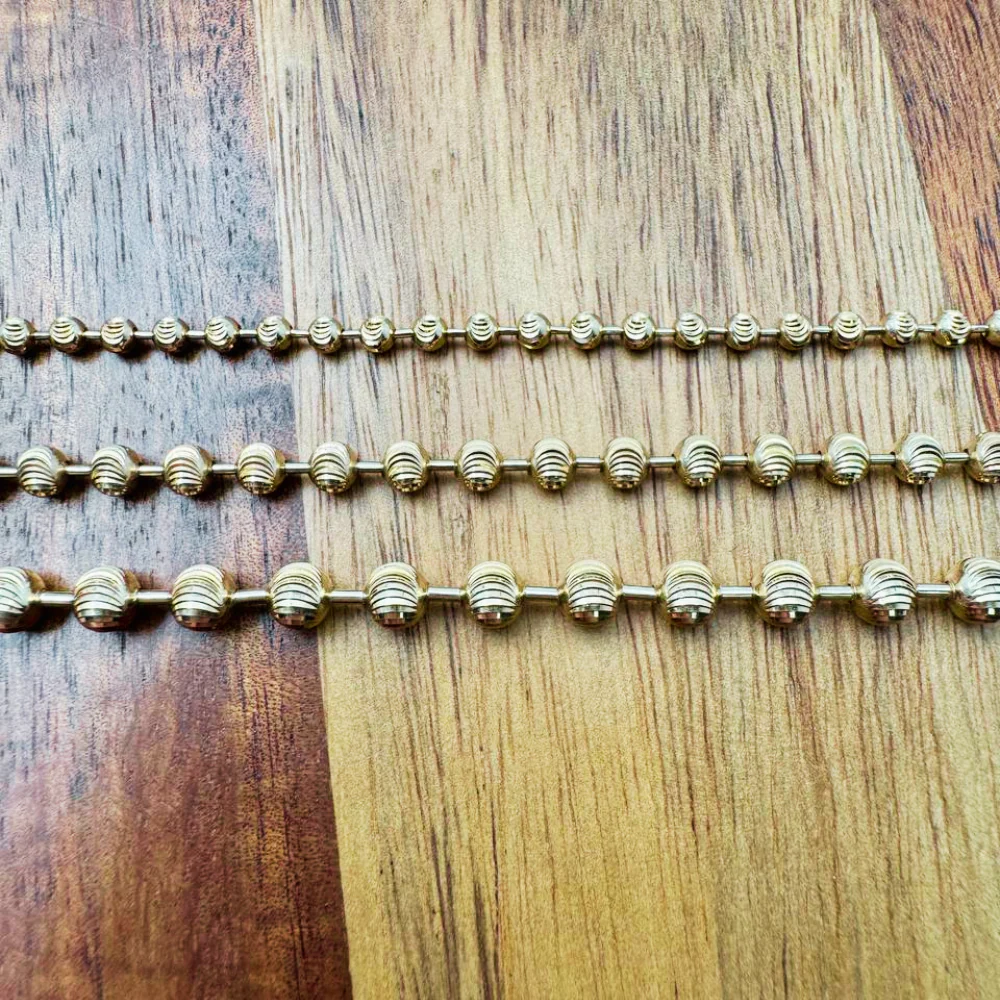 14K Gold Medium Diamond Cut Ball Chain - 4 MM - Image 5