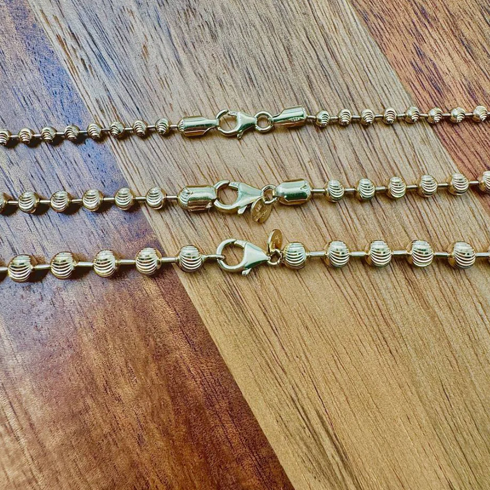 14K Gold Small Diamond Cut Ball Chain - 3 MM - Image 10