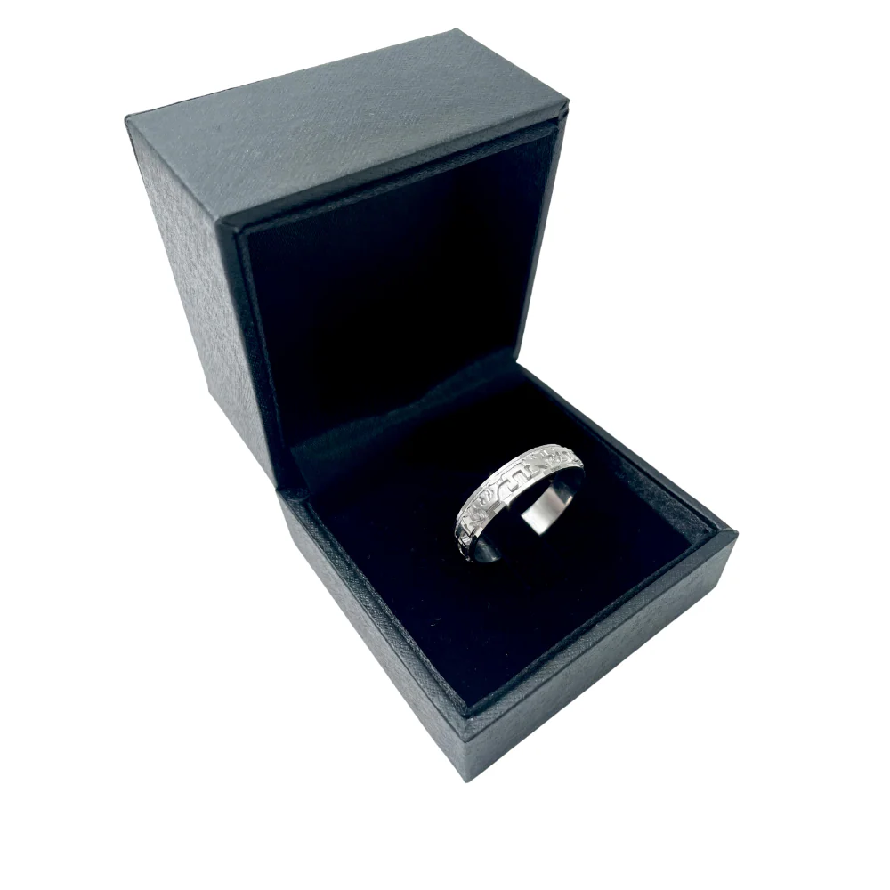 14k White Gold Brushed Classic Jewish Wedding Ring - Image 2