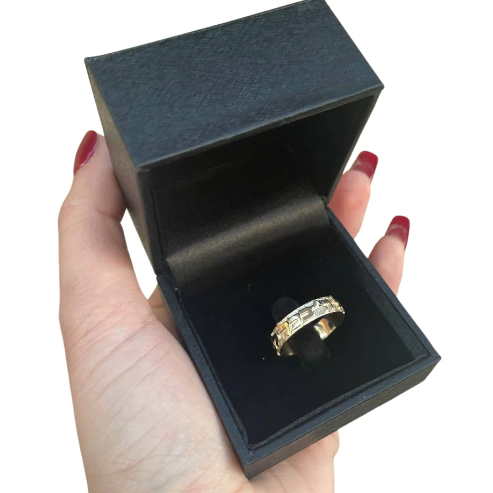 Gold Hebrew Ring with Ani L'dodi - 14k Brushed Gold - Image 3