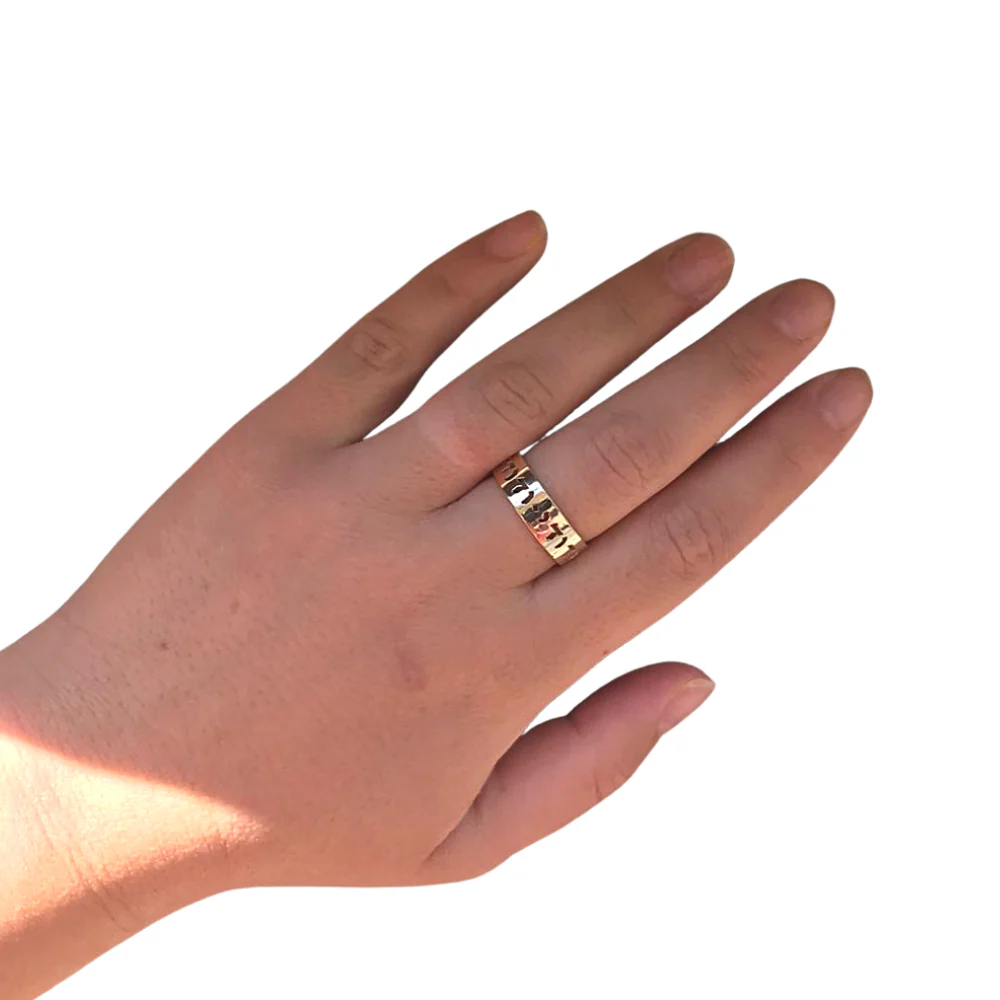 Hebrew Wedding Ring - 14k Gold Carved Out Ani L'dodi - Image 4
