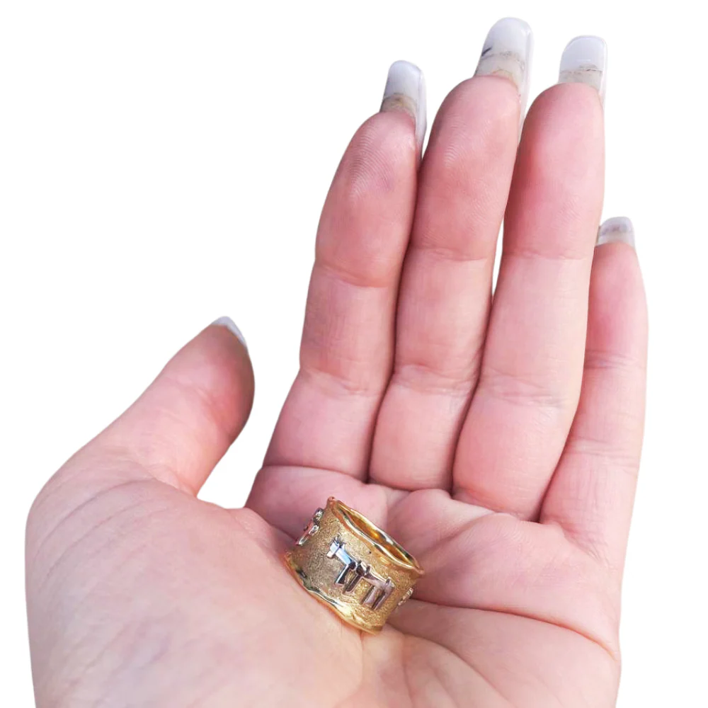 Jewish Wedding Band in 14k Two Tone Gold Ani L'Dodi - Image 3