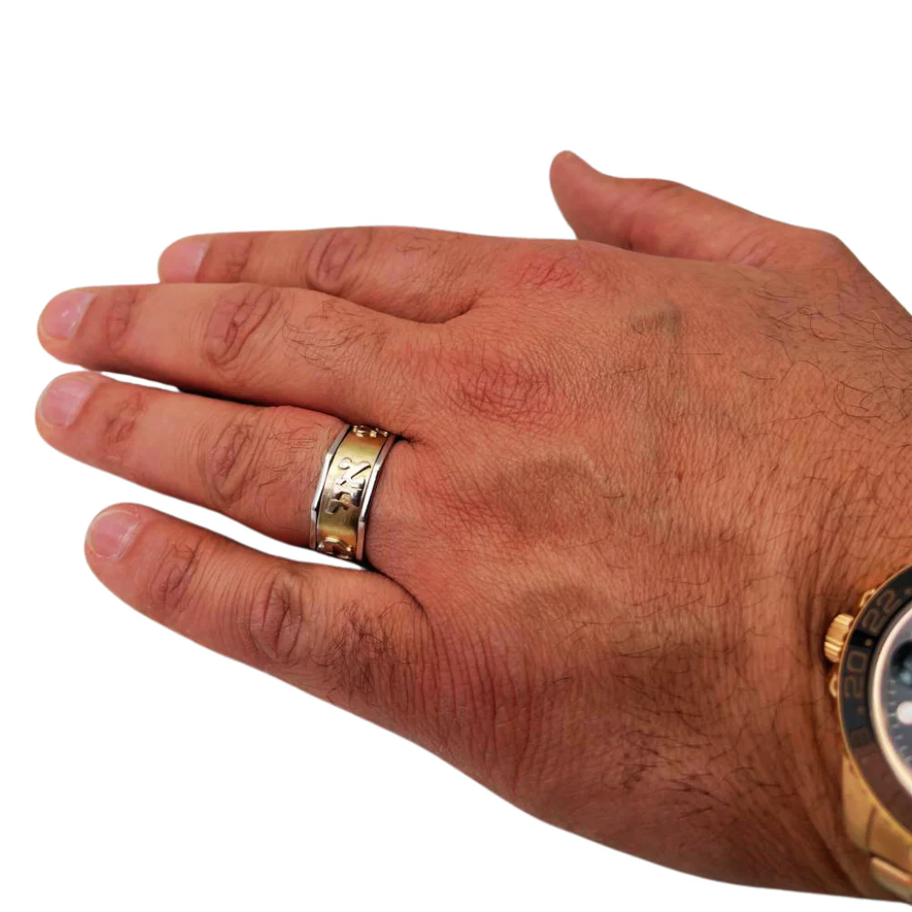 Two Tone 14K Gold Shema Israel Spinning Ring - Image 3