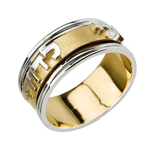 14k Gold Two Tone Matte Ani L'dodi Spinning Ring