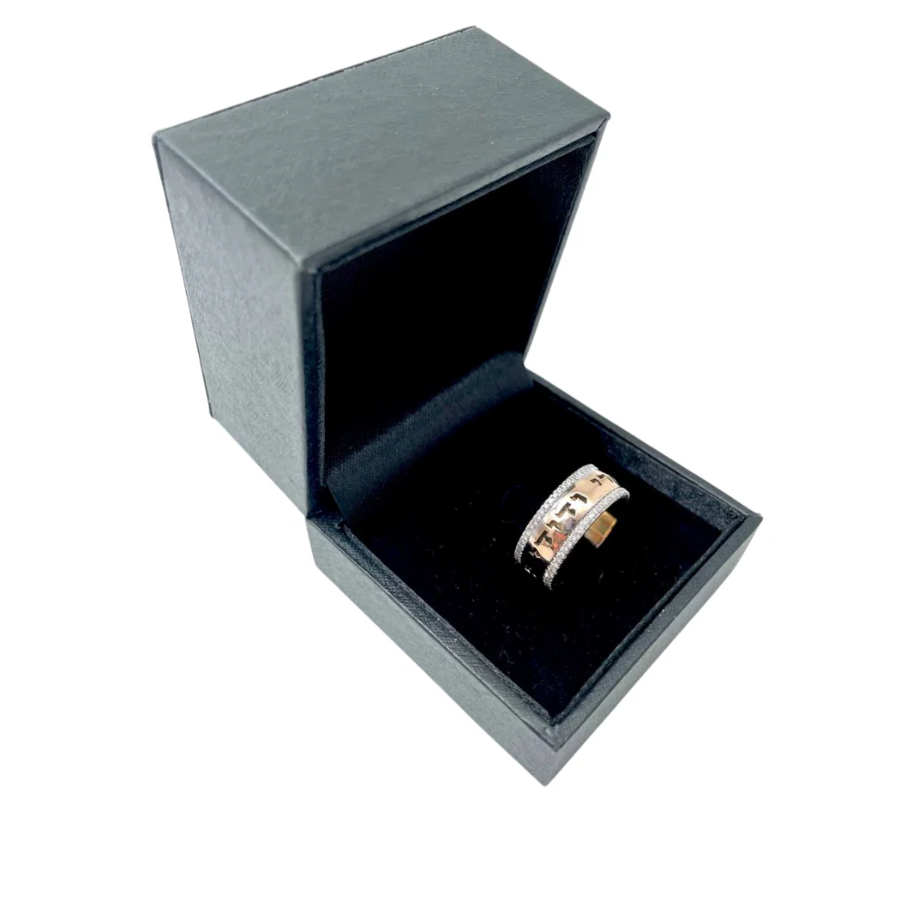 14k Yellow Gold Diamond Bordered Ani Ledodi Wedding Band - Image 3