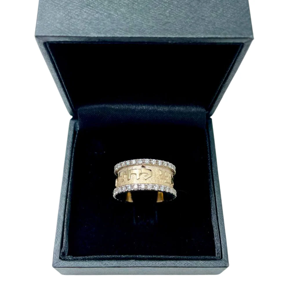 14k Gold Ani L'dodi 1.5 CT Diamond Hebrew Wedding Ring - Image 6