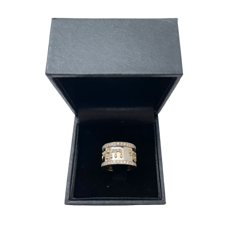 Hebrew Ani Ledodi Wide Band 14k Two-Tone Gold with Diamonds - Image 3