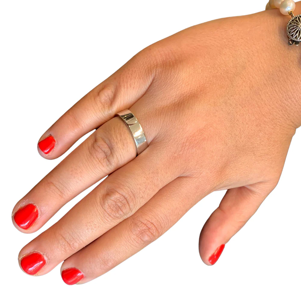 14K Shiny White Gold Wedding Ring Hidden Message - Image 2