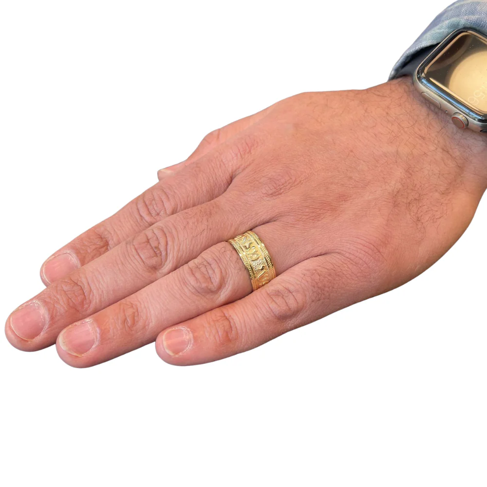 Timeless Hebrew 14k Gold Wedding Ring - Image 5
