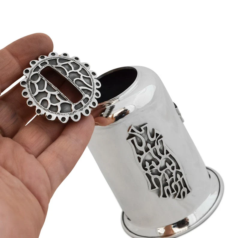 Sterling Silver Hebrew Blessing Tzedakah Box - Image 6