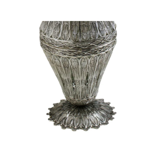 Silver Wine Bottle with Filigree Work - Image 3