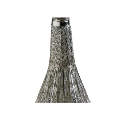 Silver Wine Bottle with Filigree Work - Image 4