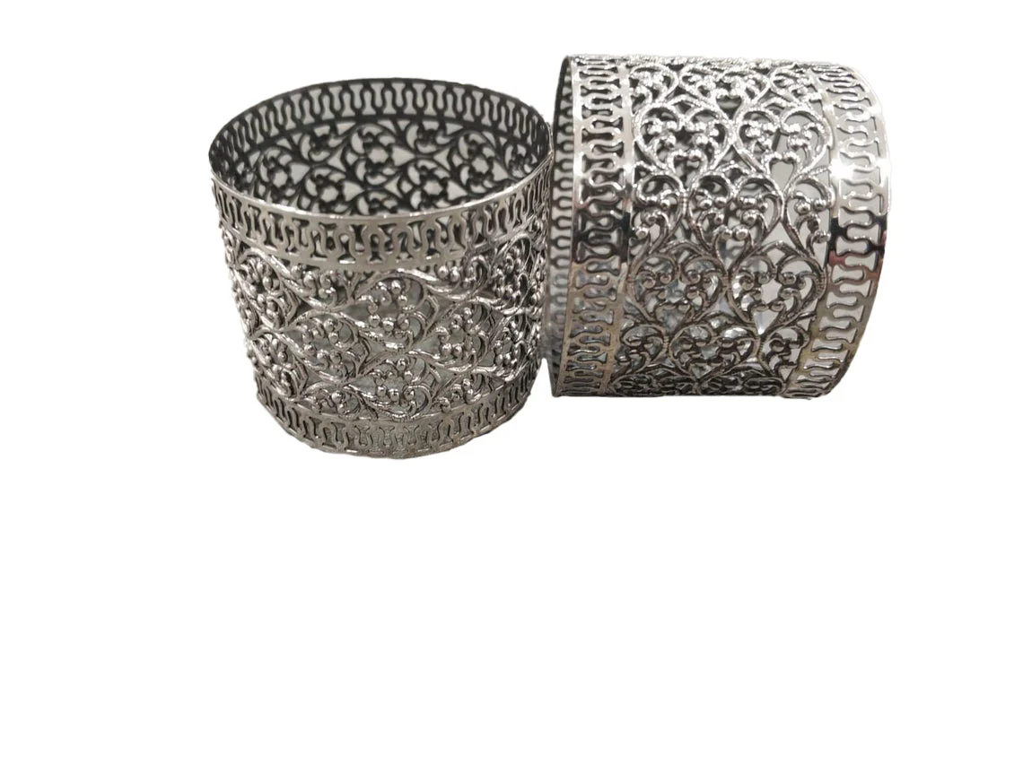 Personalized Silver Napkin Rings with Filigree - Image 2