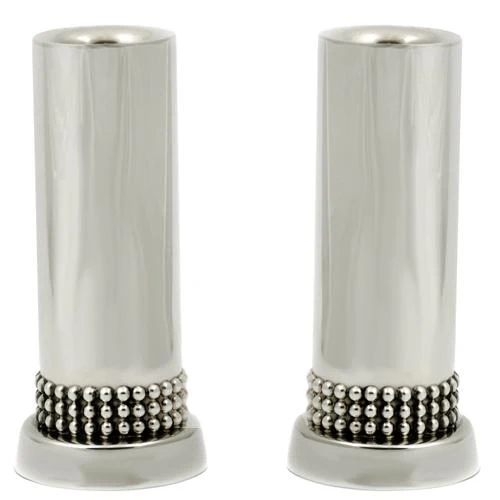 Silver Classic Beads Candle Holders