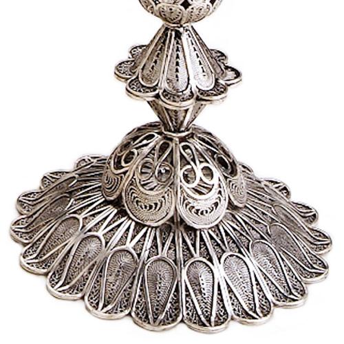 Sterling Silver Tall Flower Filigree Candlesticks - Image 3