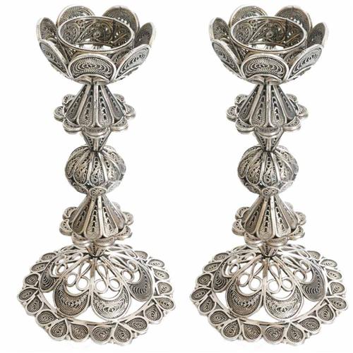 Sterling Silver Flower Filigree Candle Holders