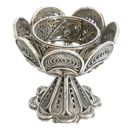 Sterling Silver Flower Filigree Candle Holders - Image 4