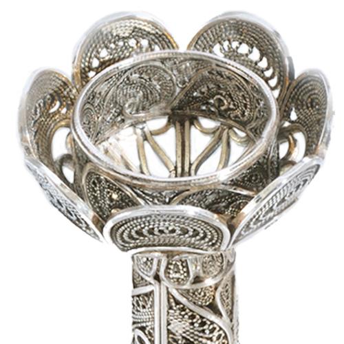 Silver Filigree Flower Candle Holders - Image 2