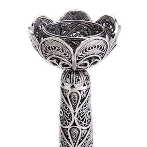 Silver Tall Filigree Loop Candle Holders - Image 2