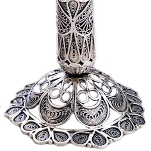 Silver Tall Filigree Loop Candle Holders - Image 3
