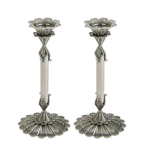 Sterling Silver Filigree Elegant Candle Holders