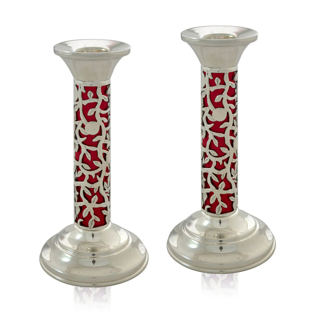 Tova Small Red Floral Candlesticks