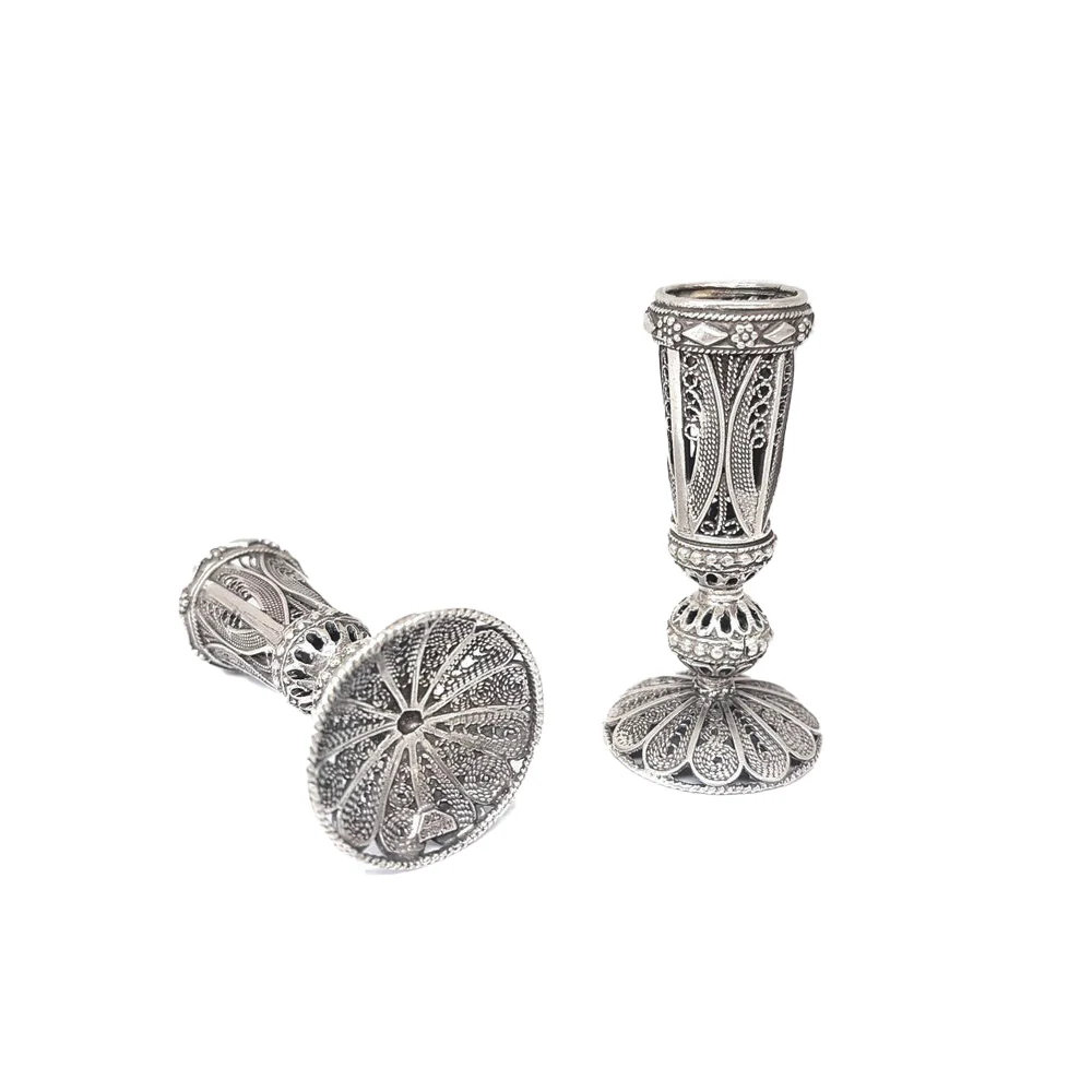 Sterling Silver candlestick - Filigree Set of 2 - Image 3