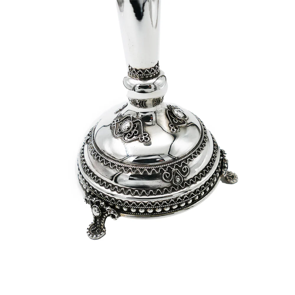 Candlesticks with Legs - Tall Sterling Silver Filigree  - Set of 2 - Image 3