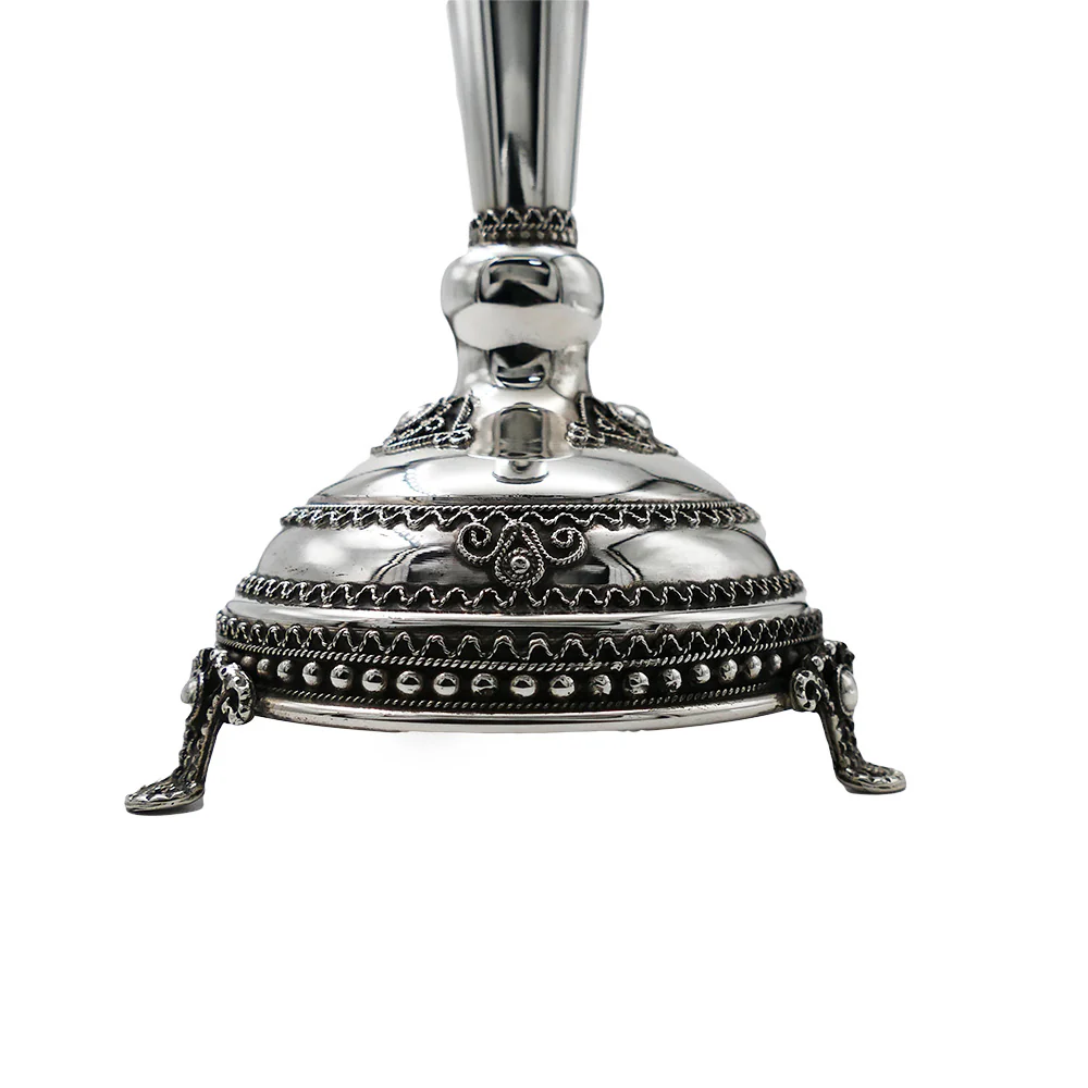 Candlesticks with Legs - Tall Sterling Silver Filigree  - Set of 2 - Image 4