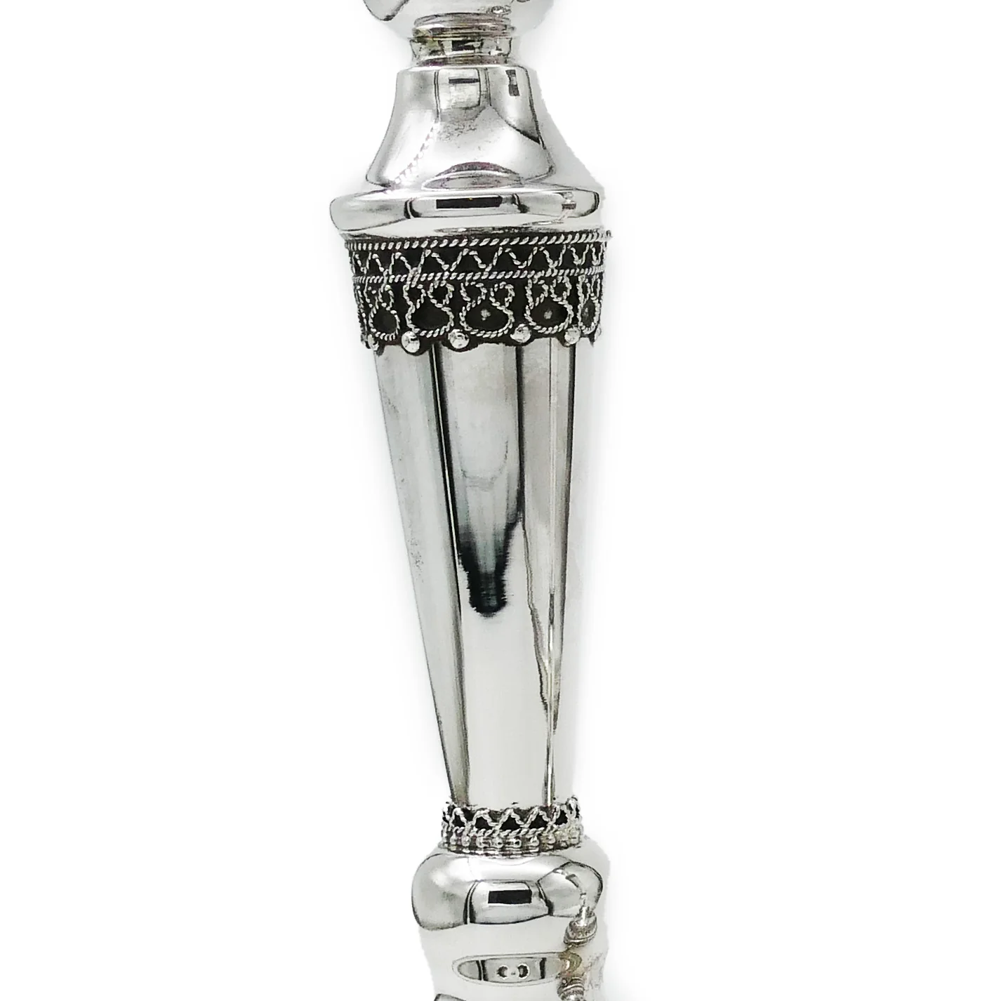 CANDLESTICKS - Tall Sterling Silver Elegant Filigree Candlesticks with Legs - Set of 2 - Image 3