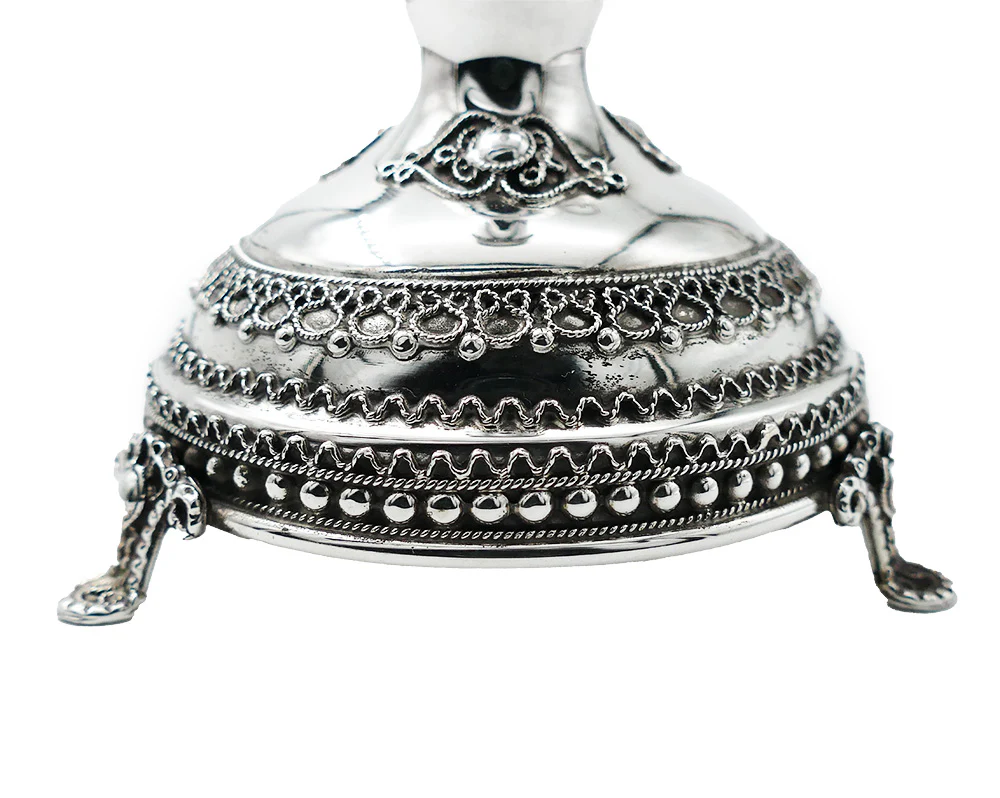 CANDLESTICKS - Tall Sterling Silver Elegant Filigree Candlesticks with Legs - Set of 2 - Image 4