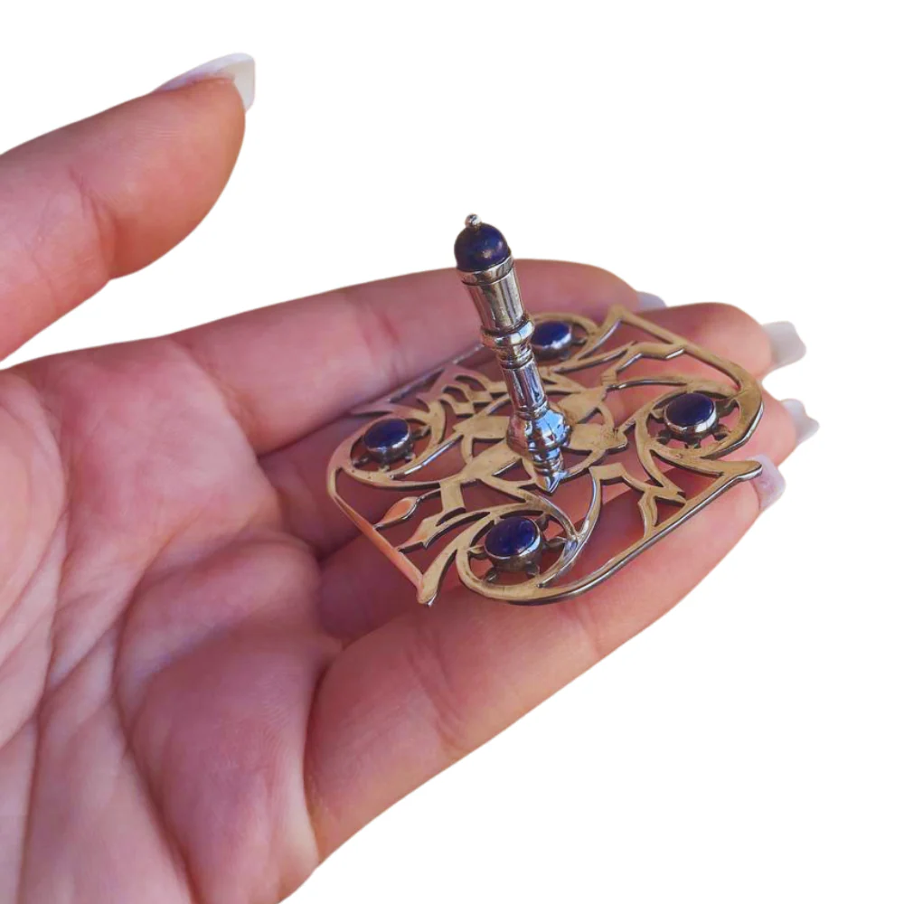 Contemporary Sterling Silver Gemstone Dreidel - Image 2
