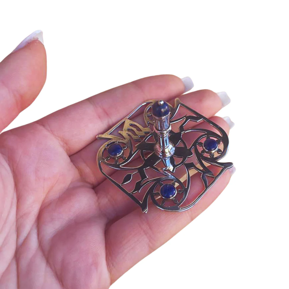 Contemporary Sterling Silver Gemstone Dreidel - Image 3