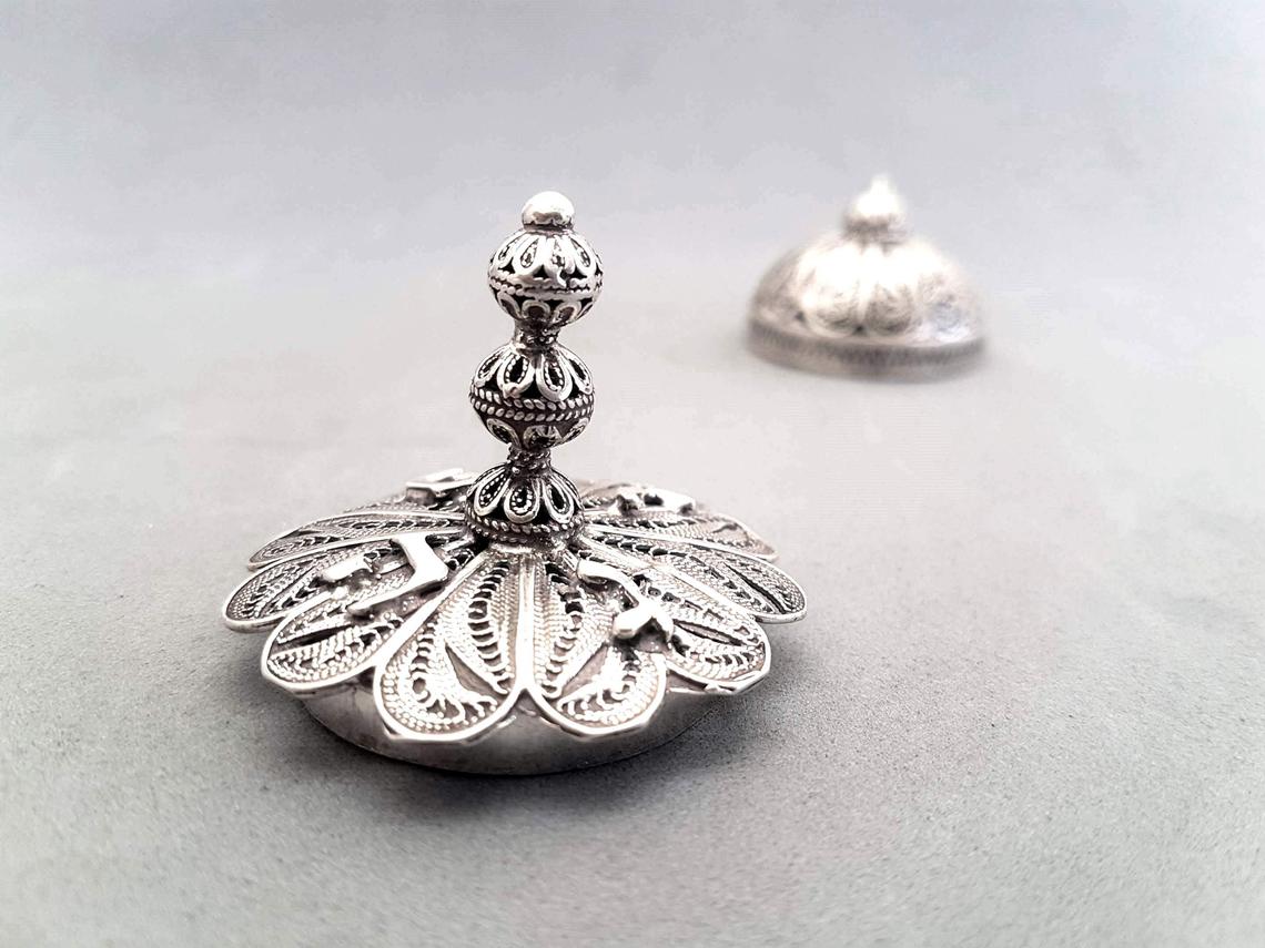 Sterling Silver Filigree Dreidel with Besamim Spice Box - Image 4