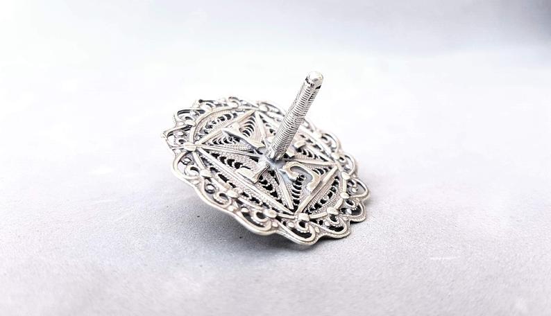 Sterling Silver Disc Filigree Dreidel - Image 4