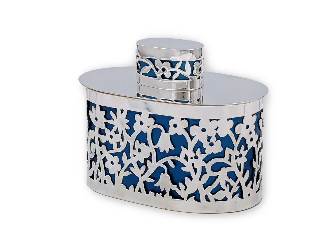 Floral Sterling Silver Etrog Box - Choice of 2 colors - Image 2