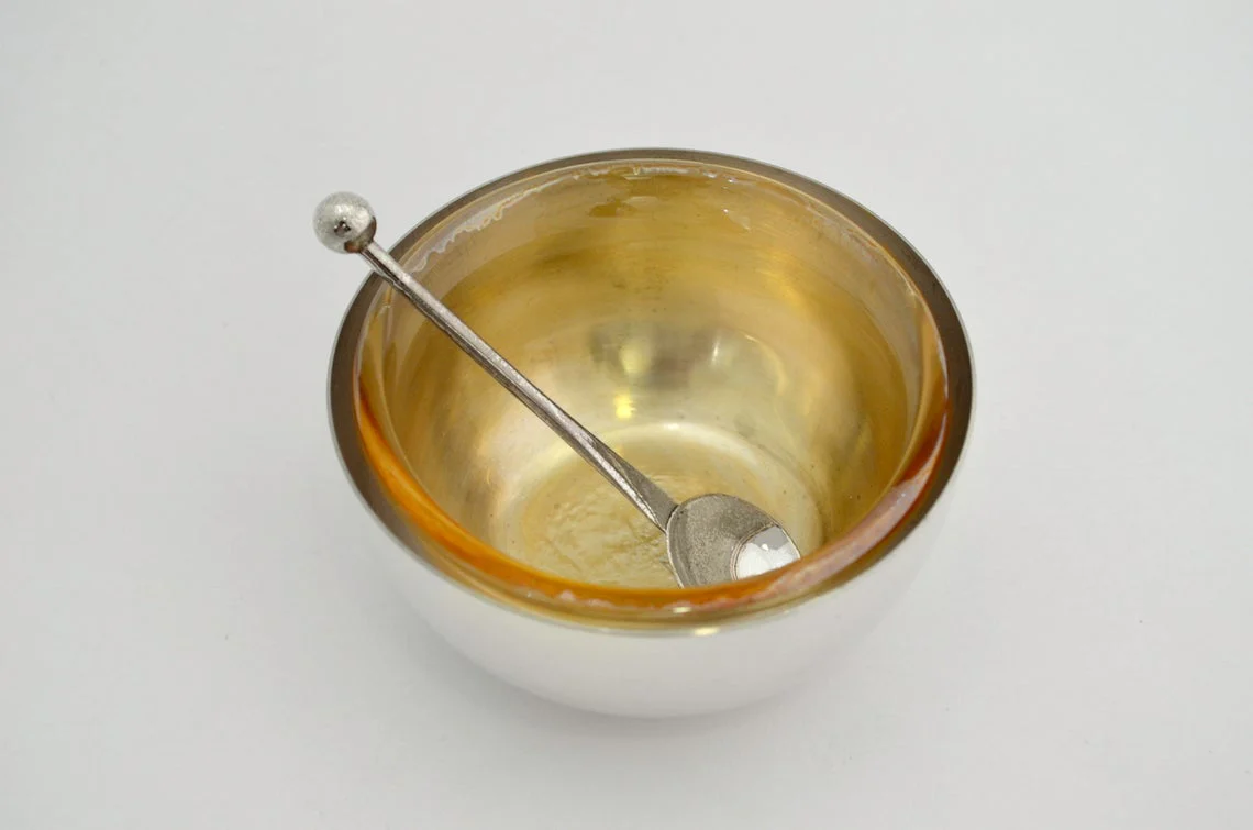 Sterling Silver Apple-Shaped Honey Dish - Image 6