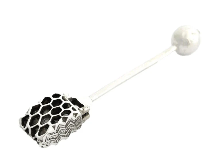 Sterling Silver Honeycomb Honey Dish and Plate Set - Image 3