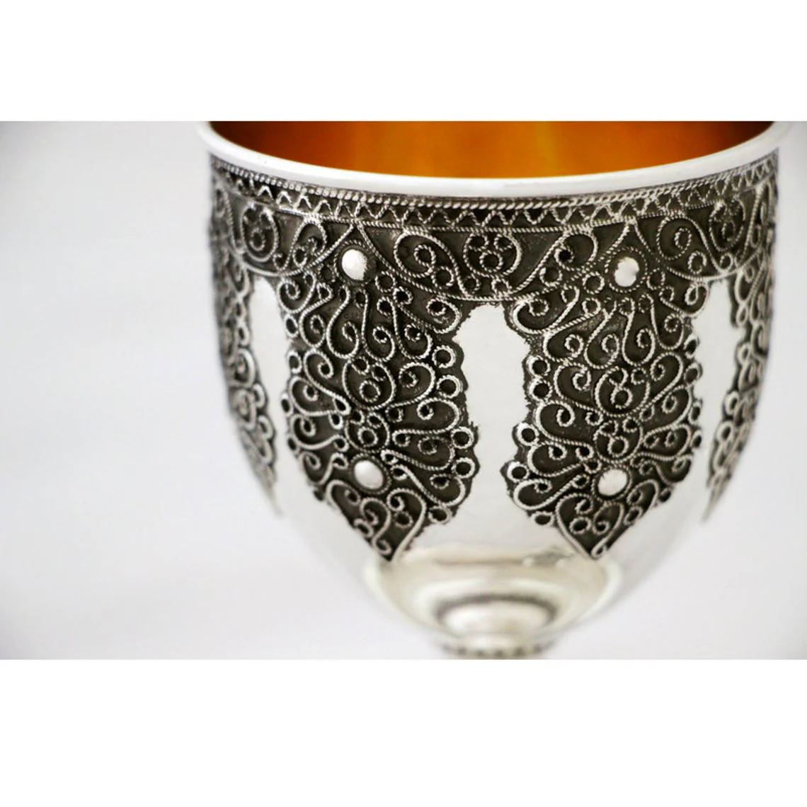 Kiddush Cup - Luria Filigree Embellished Silver - Image 2