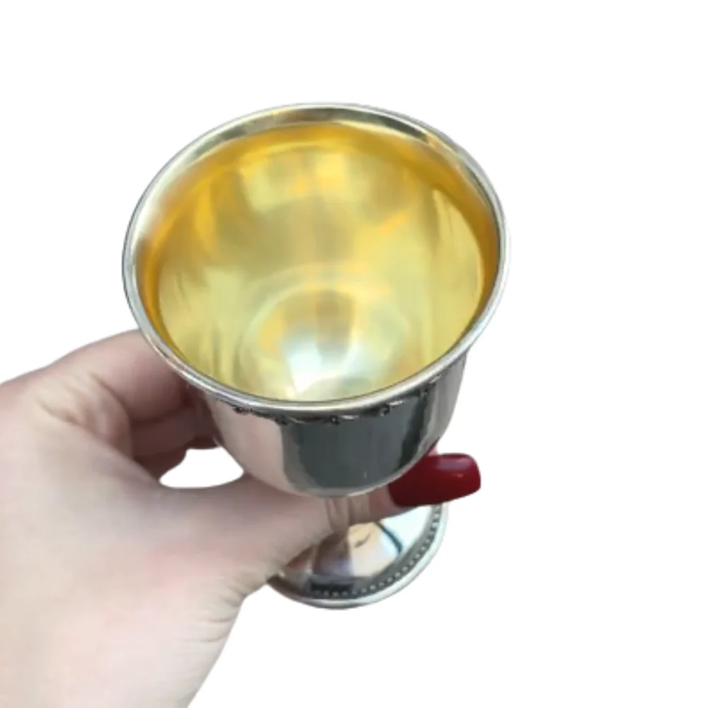 Classic Kiddush Cup - Lior Embellished Design in Silver - Image 3