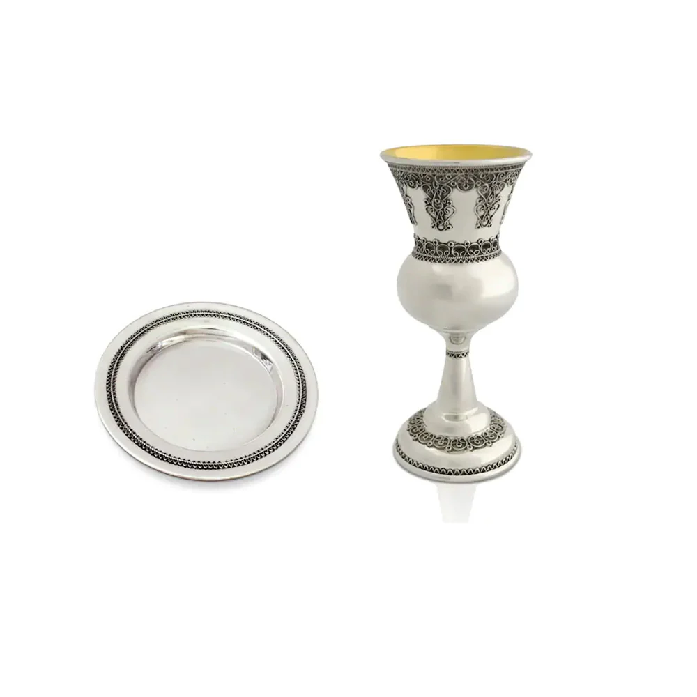 Menachem Silver Filigree Kiddush Cup - Image 5