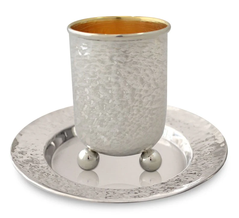 Ne'vo Hammered Silver Kiddush Cup - Image 3