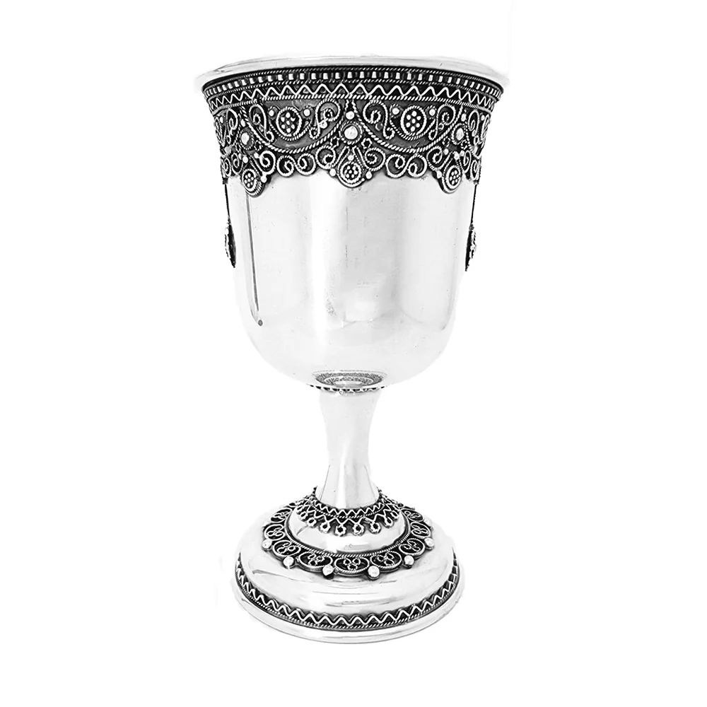 Sterling Silver Kiddush Cup in Medium Filigree - Image 2