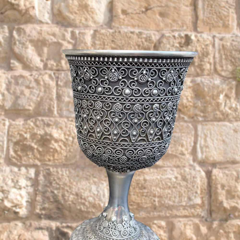Sterling Silver Full Filigree Kiddush Cup - Image 4