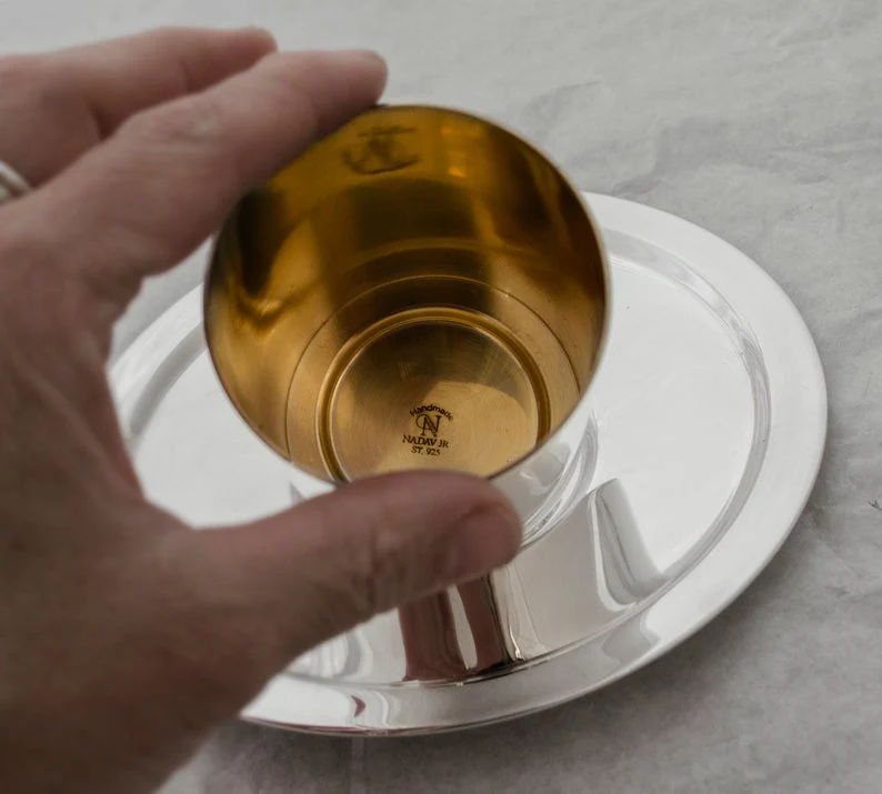 Sterling Silver Personalized Kiddush Cup and Plate Set - Image 4