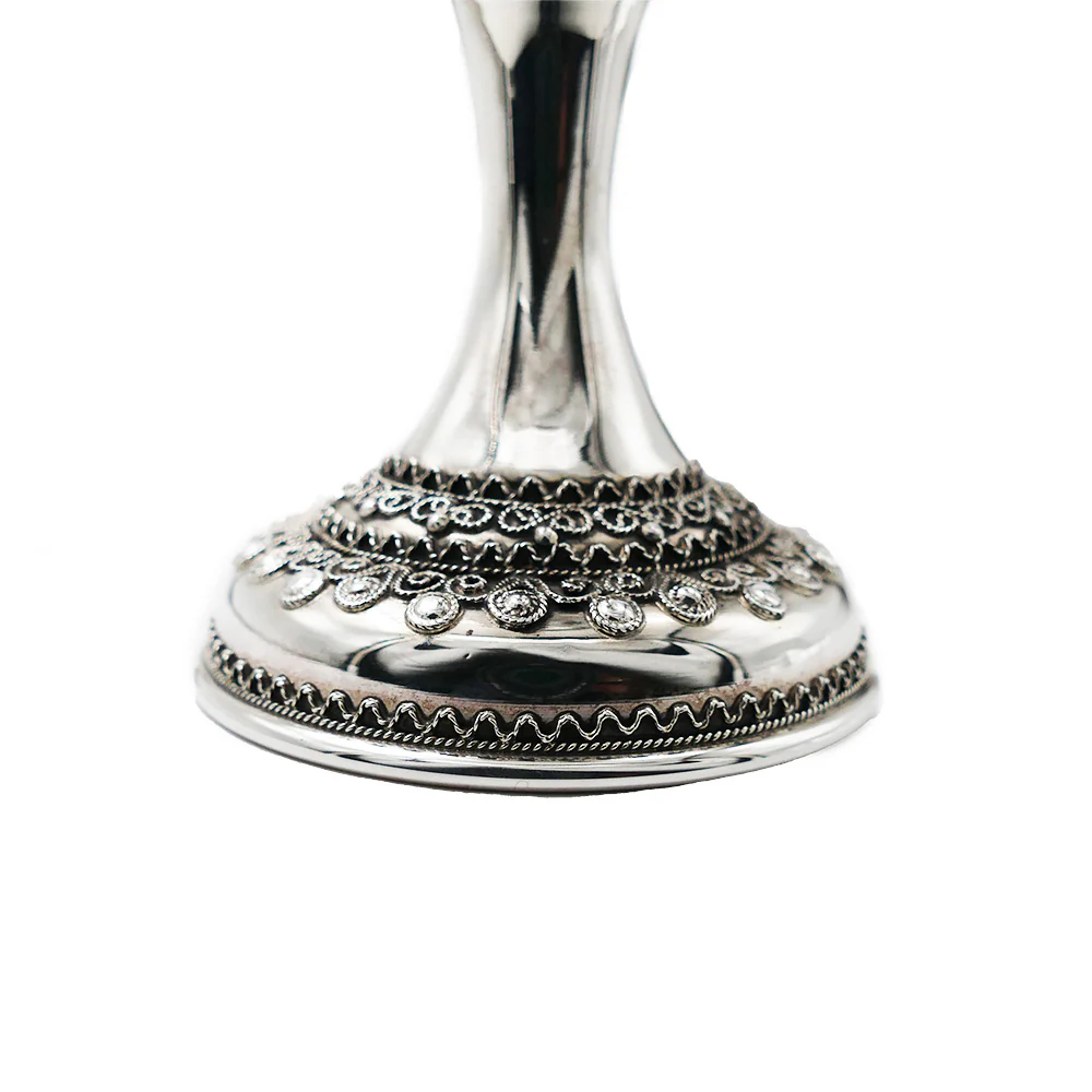 Sterling Silver Filigree Kiddush Cup with Stem - Image 3